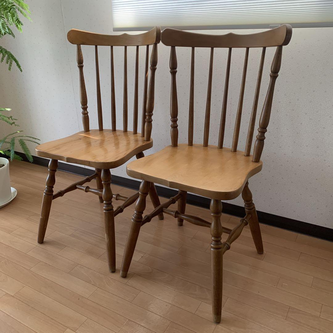 池田木工　アンティーク　椅子　2脚セット