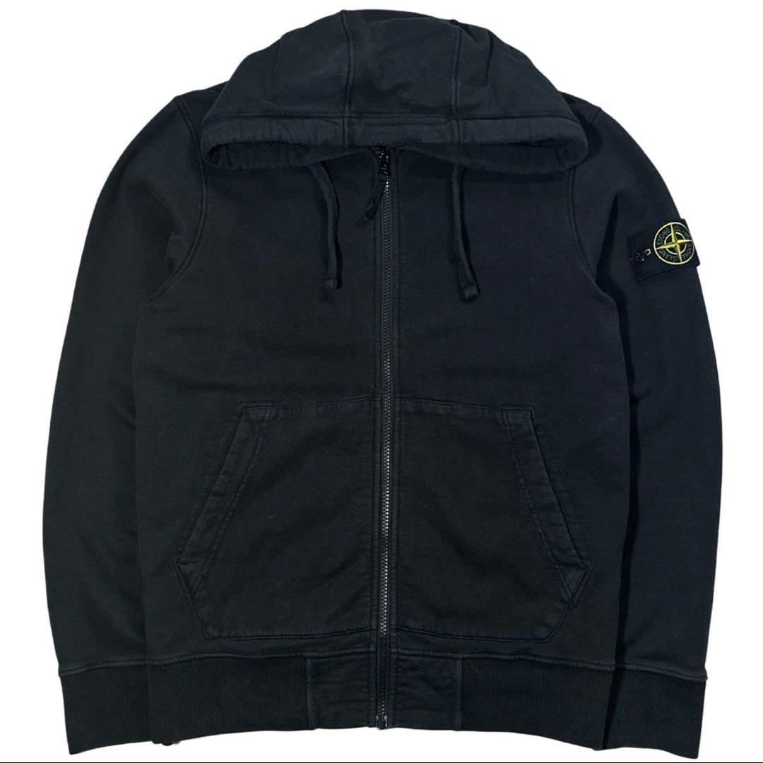 【希少S】ストーンアイランド　ジップアップパーカー　Sサイズ　ブラック