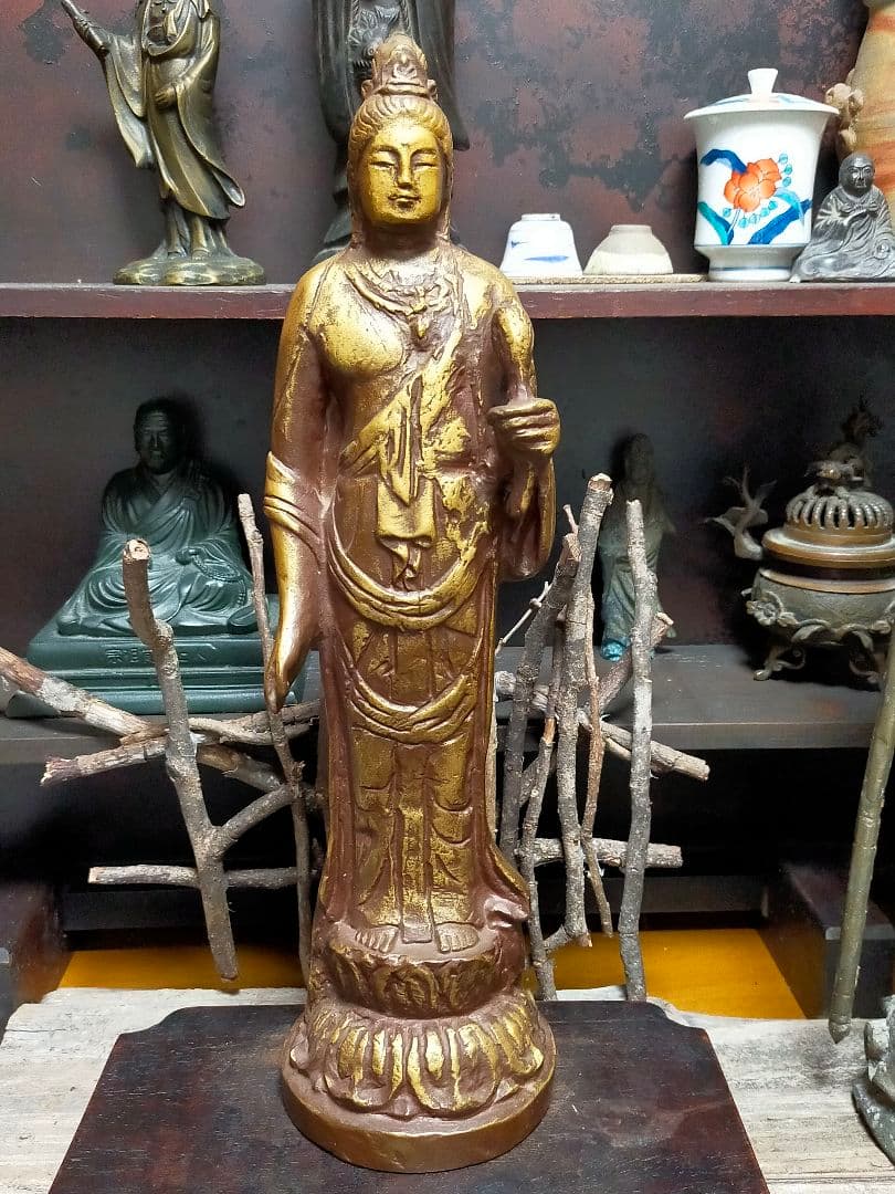 ♥値下げ！北村西望　観音像　３７ｃｍ　観音様　ブロンズ像　仏像　骨董　古玩