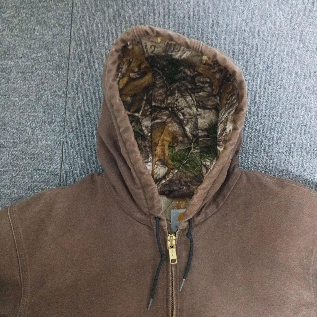 Carhartt ブラウンジャケット 迷彩フード