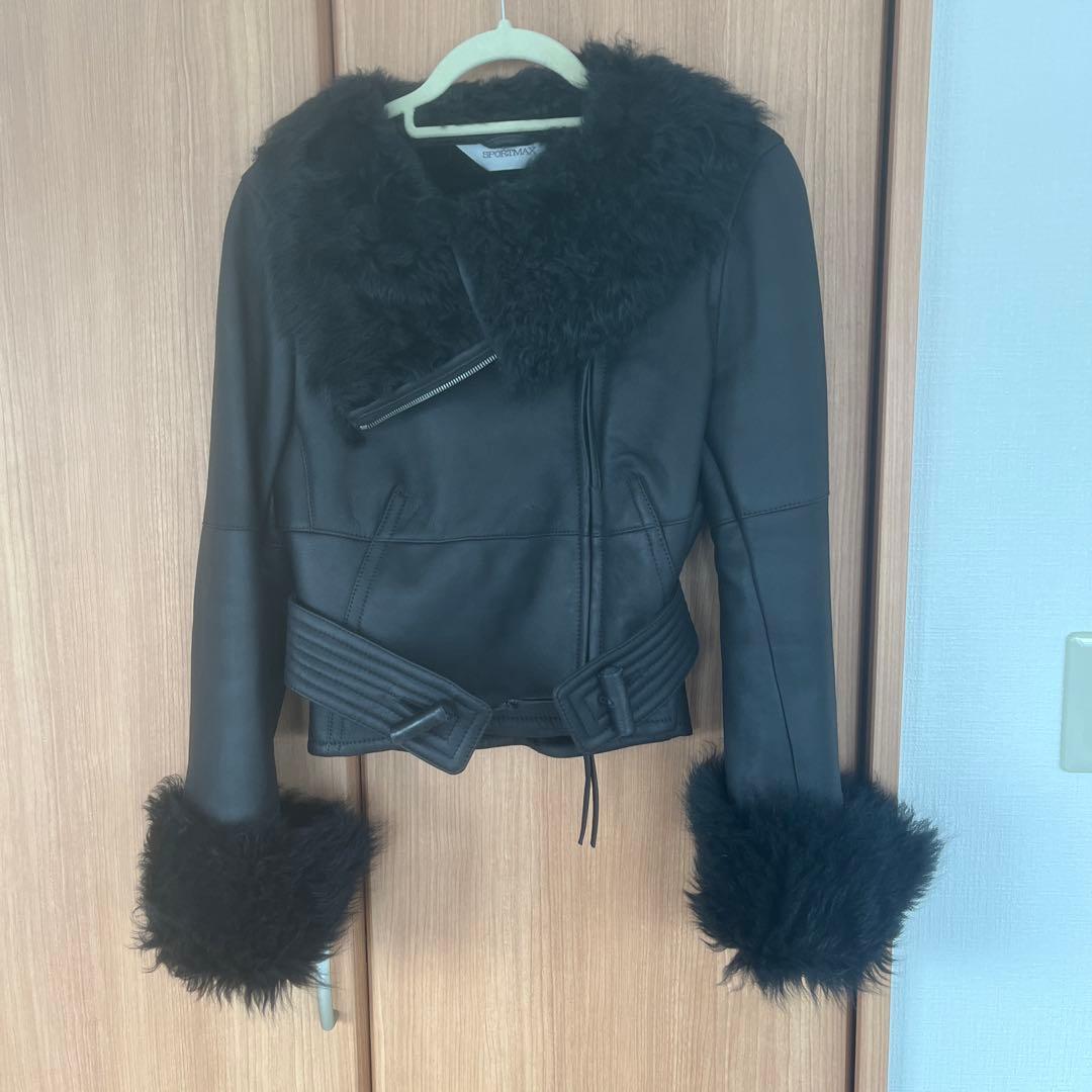SPORTMAX ブラックレザージャケット