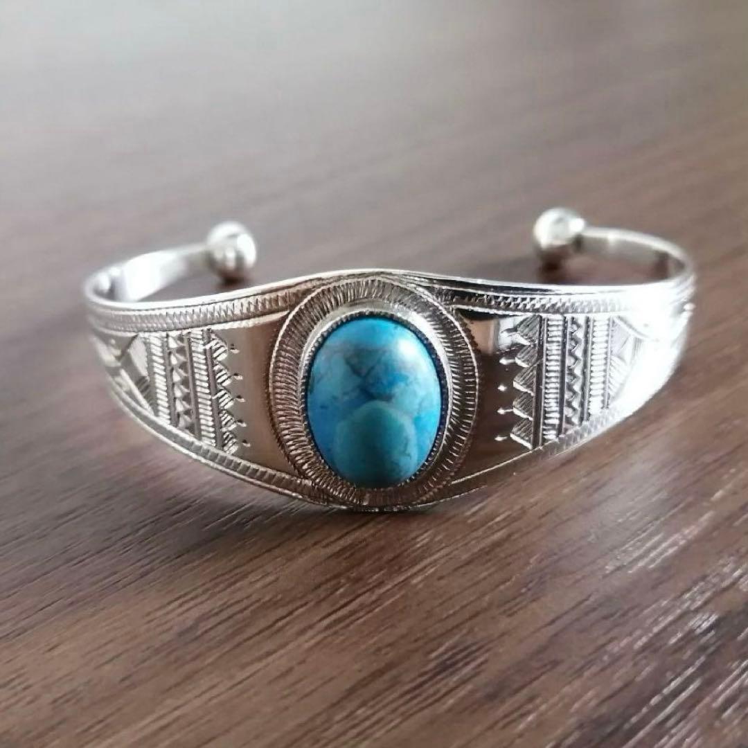 トゥアレグシルバー♦︎天然石付きバングル♦︎touareg silverユニセックス
