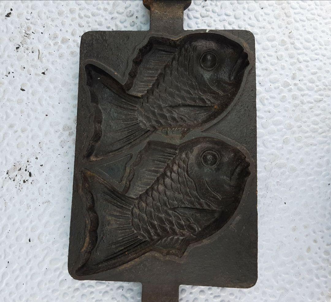 たい焼き器　鯛焼き器　業務用　１本　鋳鉄 魚型焼き型 二匹用