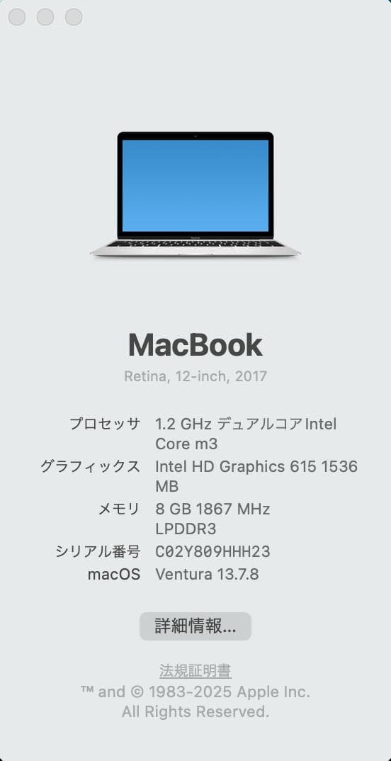 MacBook 2017 A1534 12㌅ 『BT充放電1回』Silver