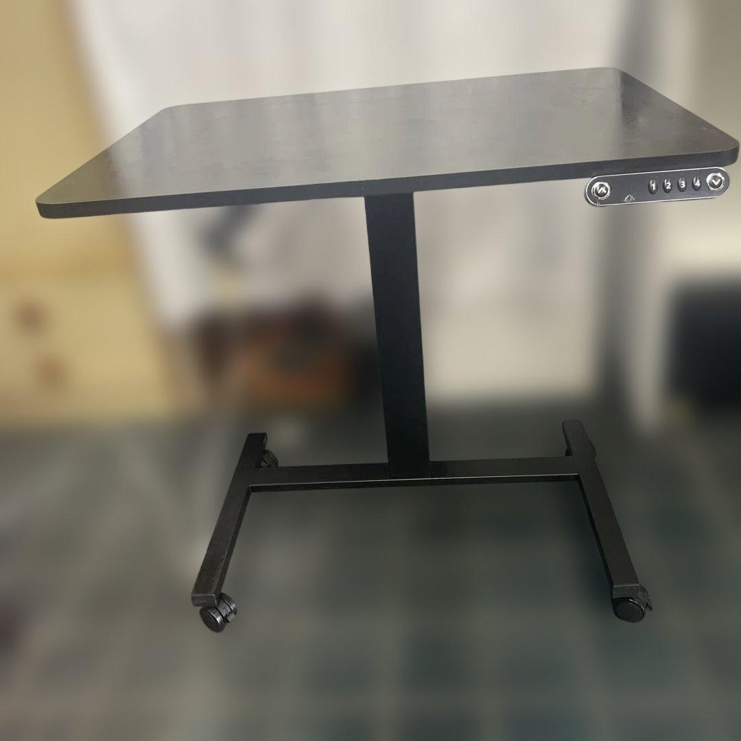 電動式高さ調整パソコンデスク 黒 イスセット