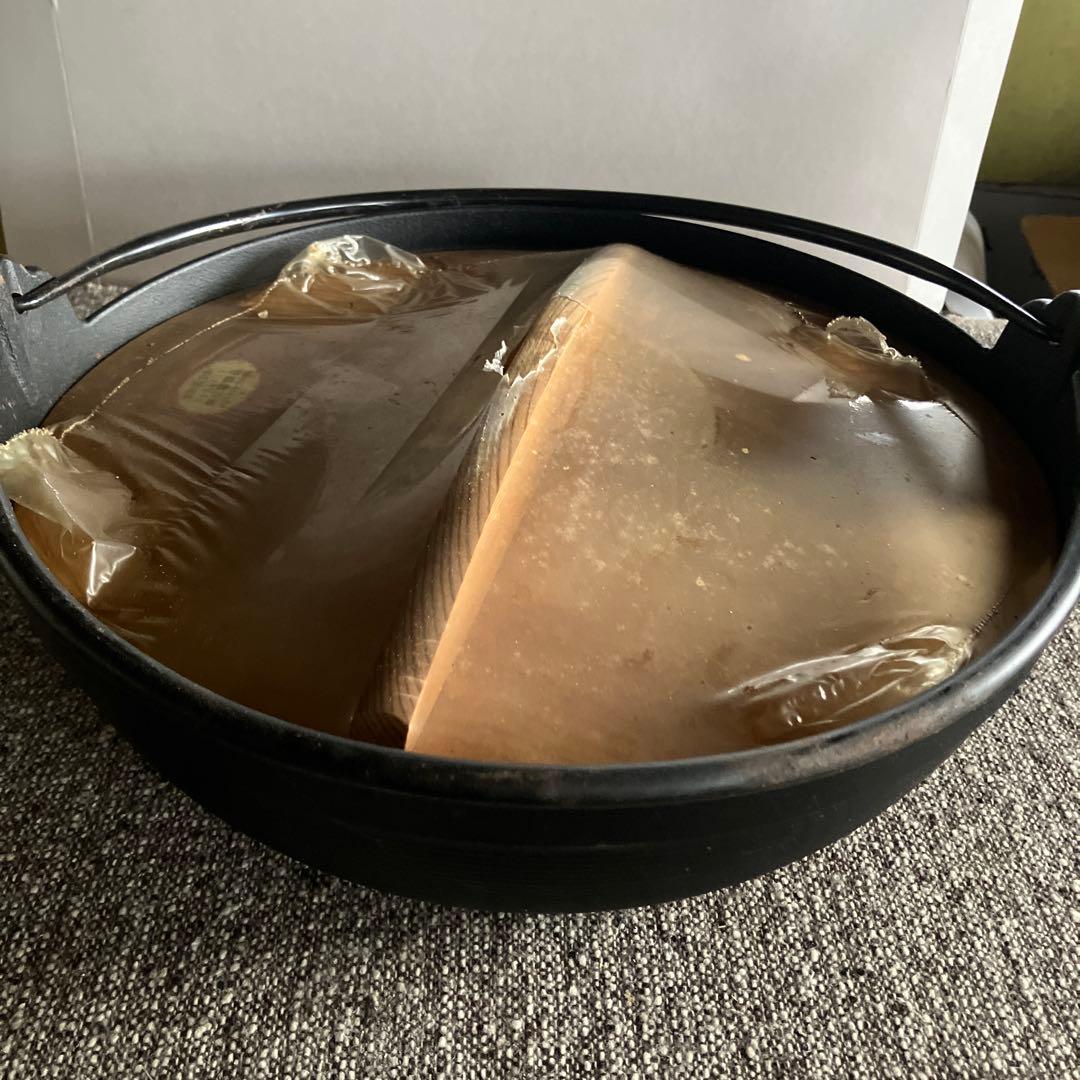 未使用　南部鉄器　囲炉裏鍋　木蓋付　しゃぶしゃぶ鍋　すき鍋