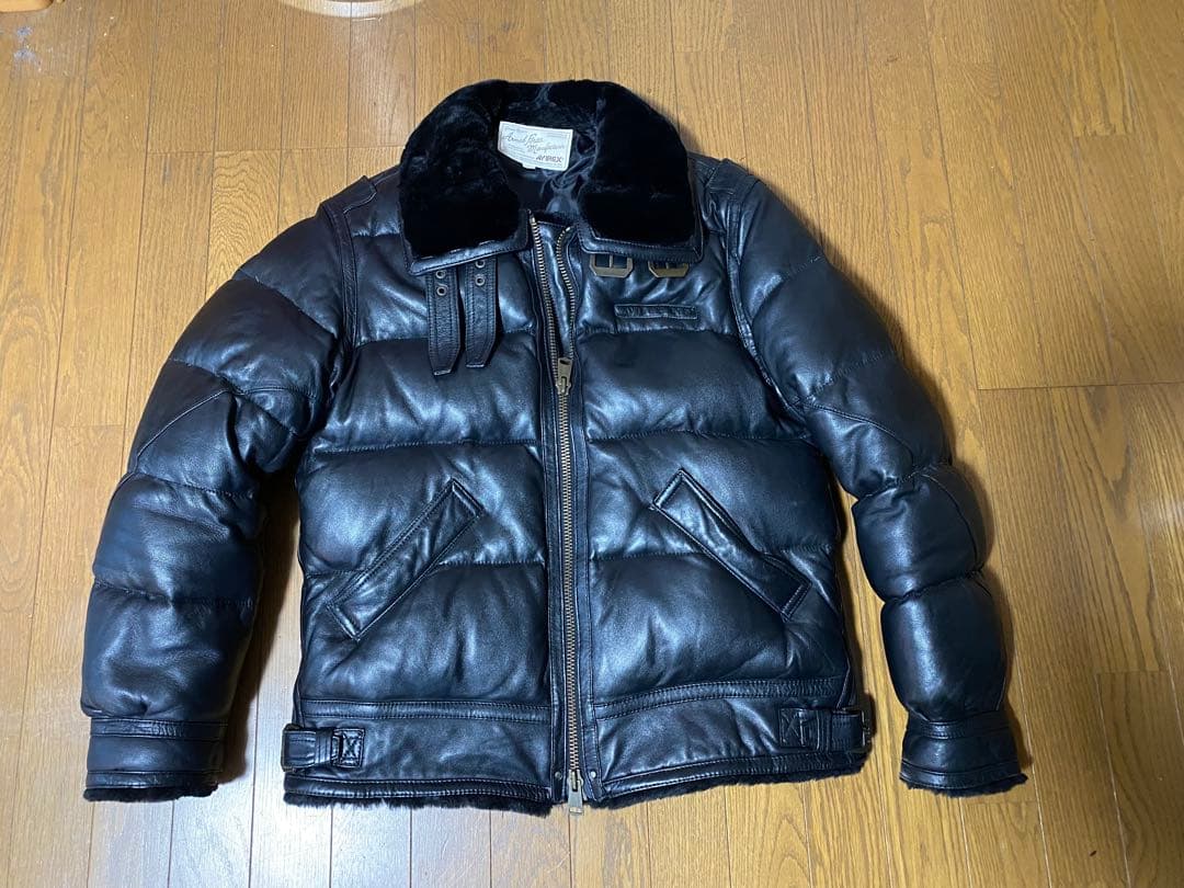 【美品】 アヴィレックス Ｂ３ ダウンジャケット レザーブラック